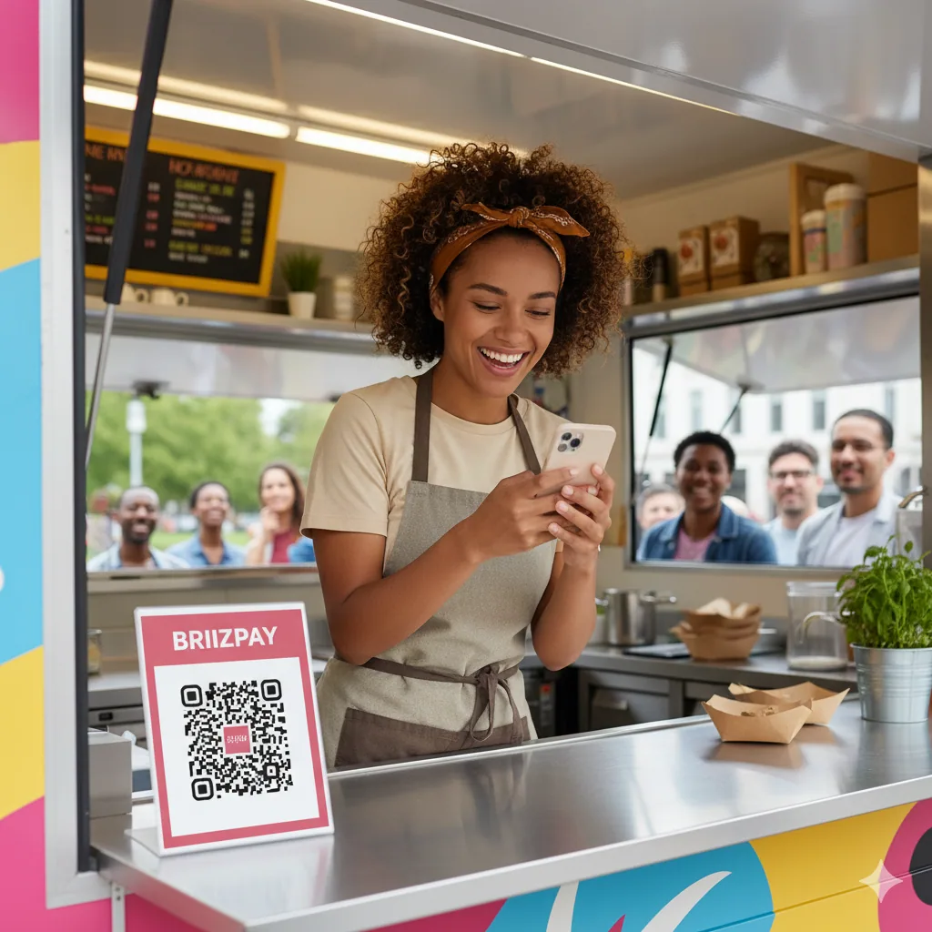 Food truck serving a customer who pays with BriizPay