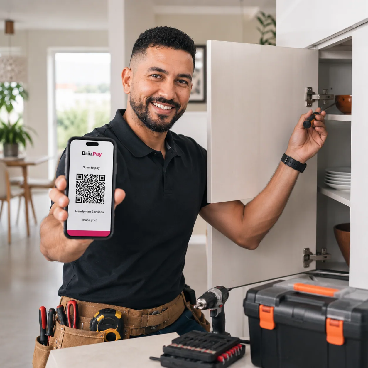 Tradesperson getting paid on the spot with BriizPay