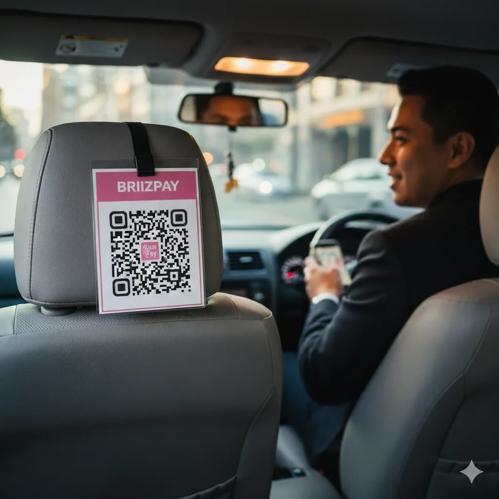 Taxi driver taking a QR code payment with BriizPay